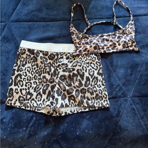 SHEIN Leopard Print Bralette and Shorts Set